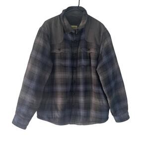Rustic‎ Ridge Men's Size Large Black Blue Flannel Plaid Sherpa Lined Shacket